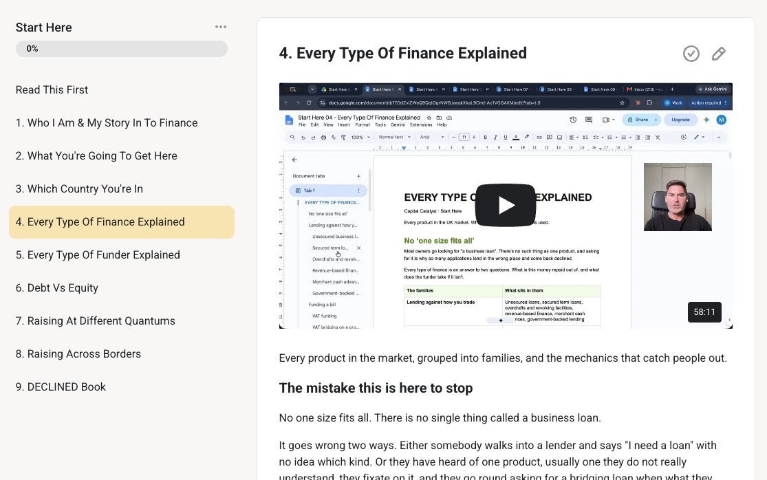 Start Here lesson 4, Every Type Of Finance Explained