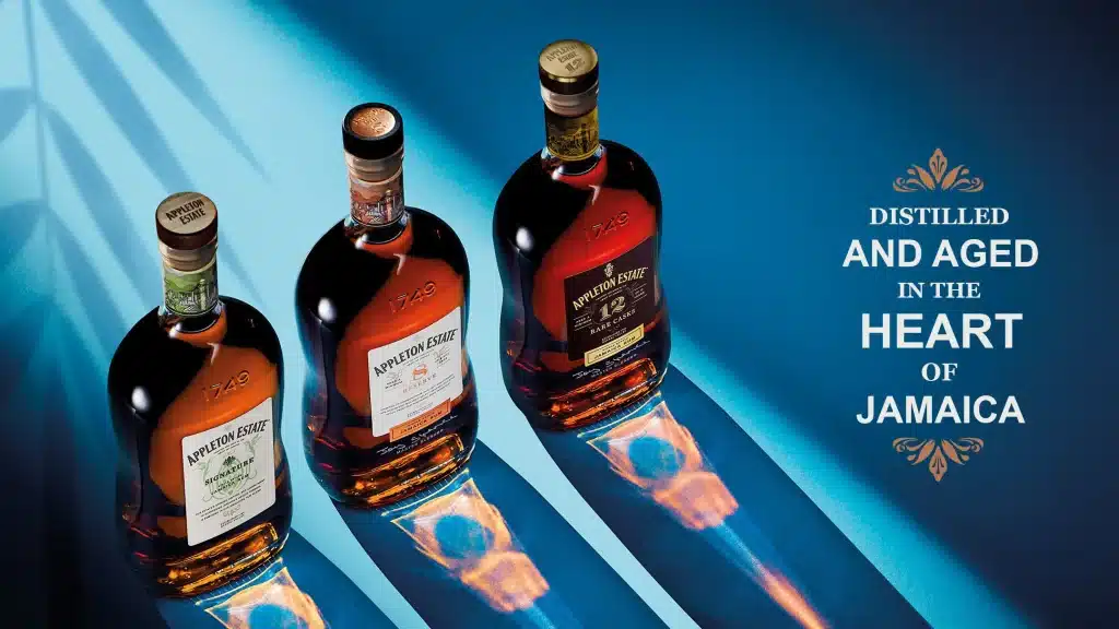 A promotional photo of the new look Appleton Estate rums