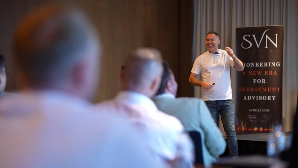 Matt Haycox as a business speaker in Dubai